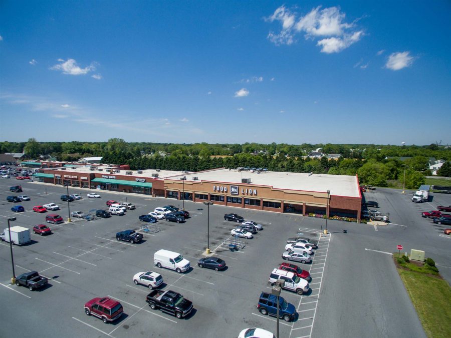 aerial view of food lion parking lot