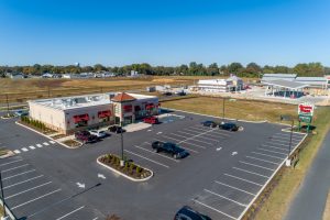 aerial view of grotto pizza in camden delaware